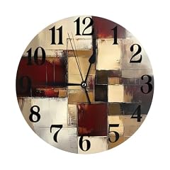 LFICRTAN Abstract Beige Wine Geometric Clock for Living Room Wall Clock Round Kitchen 10 Inch Non photo LFICRTAN Abstract Beige Wine Geometric Clock for Living Room Wall Clock Round Kitchen 10 Inch Non