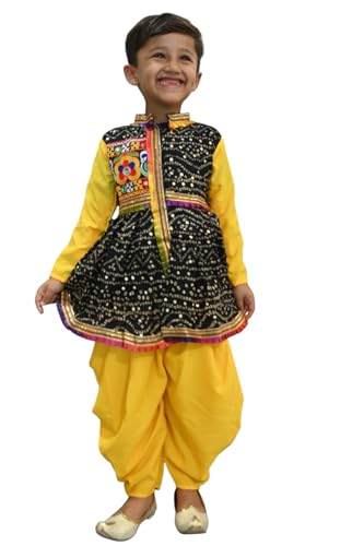 Image of Aglare Gujarati Kedia Dhoti Dress For Boys,kedia,Kurta set for boys small and adult,STITCHED Black