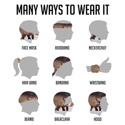 Gorro de cuello para hombre y mujer con diseño de zorro adorable, balaclava impermeable, mascarilla facial transpirable, pañuelo protector solar, cubreboca, pañuelo para la cabeza para esquiar, caminar, ciclismo miniatura 6
