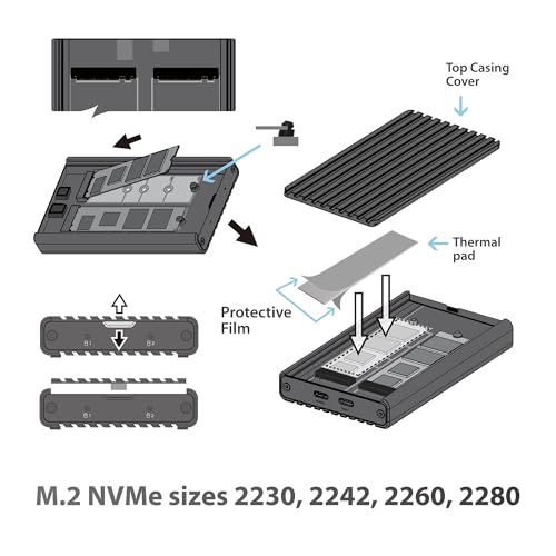 Image of Vantec NexStar SX, USB 3.2 Gen2x2 (20Gbps), M.2 NVMe Enclosure only, USB C, Design for Two Modules Storage (NST-262C3)
