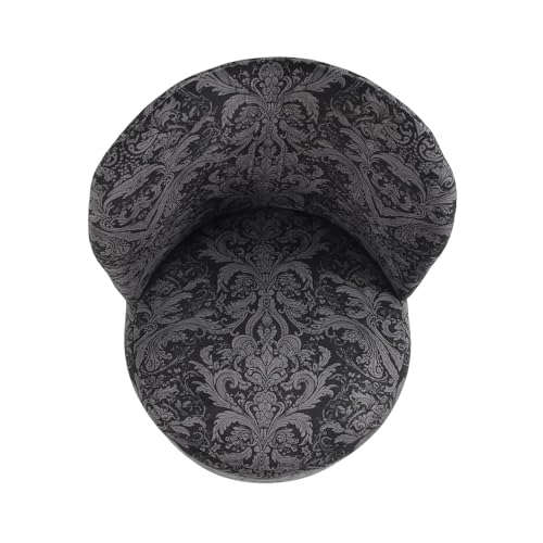 Image of NACIA Velvet Printed Ottoman Chair with Stool Combo | Dressing Table Chair for Bedroom Makeup Room Decor | Modern Upholstered Ottoman with Wooden Legs for Living Room & Home (18x18x32 Inches, Black)