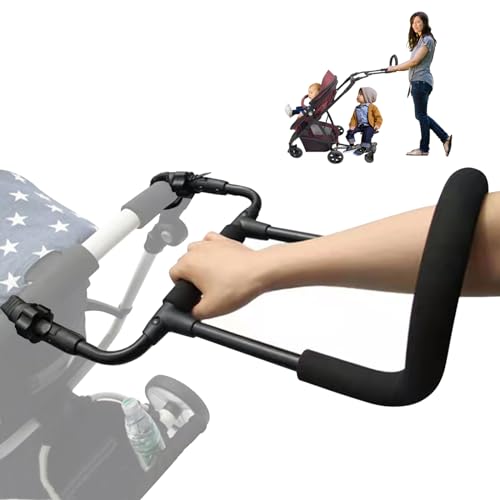 Image of Fancemot Stroller Handle Extender, Universal Stroller Handle for Kids, Metal Stroller Handlebar Extender - Stroller Carriage Accessories - Easy to Install - Stroller Attachment, Black