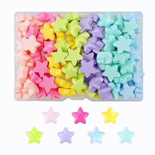 FAZHBARY 105 PCS 7 Color Resin Stars Flatback No Holes