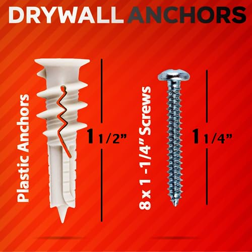 Crimsonmark CR50 50Pcs Self Drilling Drywall Anchors And Screws Kit #8 X 1-1/4"- Superb Wall Anchors thumb #2