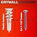 CrimsonMark 50Pcs Self Drilling Drywall Anchors and Screws kit #8 x 1-1/4”- Superb Wall Anchors for Drywall, Holds Upto 75lbs – No Drill Hole Required with These Dry Wall Screws and Anchors