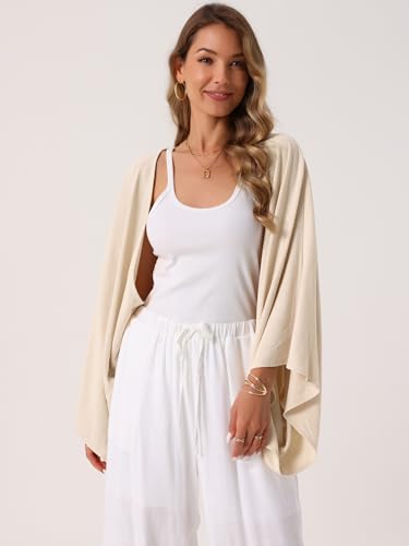 Seta T Women's Summer Linen Cardigan 3/4 Sleeve Open Front Loose Cover Ups Lightweight Shrug3