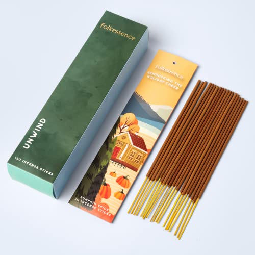 Folkulture Incense Sticks - Set Of 6 Insenses (120 Sticks) For Relaxation - Balsam Cedarwood, Jasmine, White Woods & Oud, Ocean Salt, Pumpkin Spice, Peppermint - Farmhouse Gift Set To Unwind #TOP4