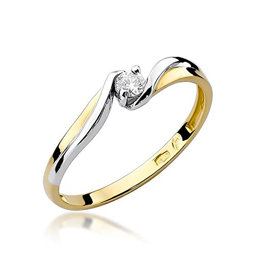 Bague de fiançailles classique or jaune diamant 0.08 carats femme