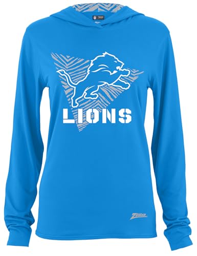 Zubaz NFL Women's Hood Lined Lightweight Hoodie, Zebra Liner, Detroit Lions, XX-Large