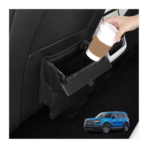 Image of for Car Trash Bag for 2020-2026 Ford Bronco Sport Rear Seat Hanging Trash Can with Magnetic Closure PU Leather Trash Bin Foldable Garbage Bag & Organizer