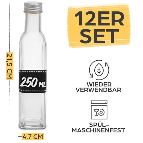 Praknu 12er Glasflaschen 250ml – Schraubverschluss Flaschen Zum Befüllen – Ansicht 3