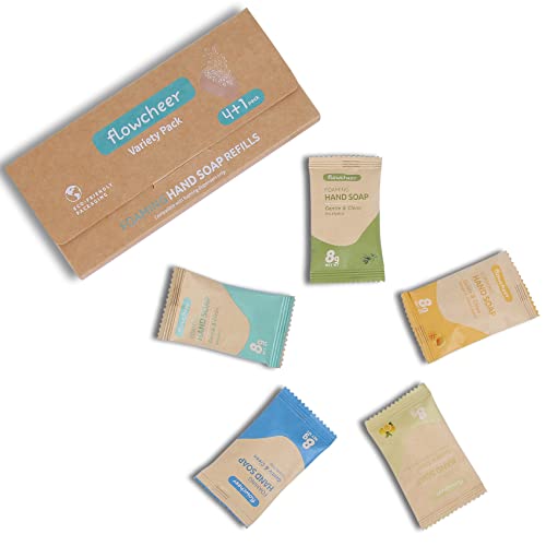 Flowcheer Foaming Hand Soap Tablet Refills-Zero Waste Hand Wash Sample Pack 5 Tablets-Eco Friendly Product&Cleaning Supplies-Fills 5 X 8 Fl Oz Refillable Foam Dispenser(40 Fl Oz Total) #TOP4
