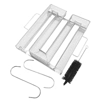 Ubric M-förmiges Räuchertablett Aus Edelstahl Mit 2 Haken Und Bürste Für Barbecue Und Smoker, Lachssteak-Wurst