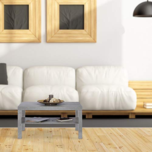 Relaxdays 10025153 Low Side Table, Living Room, Sofa, Concrete Look, Shelf, MDF, H x W x D 45 x 90 x 55 cm, Light Grey, 1 Piece – Image 6