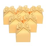 SKAJOSDA Party Favor Boxes - Decorative Mini Box Giveaways Packaging for Sweets, Candy, Chocolate, Cookie - Butterfly Design, Glossy Finish - Wedding, Birthday, Baby Shower Souvenir - 50-Pack, Yellow