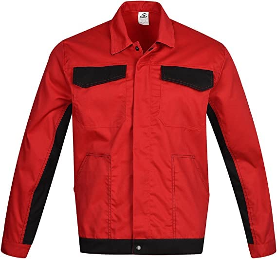 BWOLF DELTA Chaqueta de trabajo para hombres, chaqueta de trabajo para caballeros, chaqueta de trabajo Bundjacke, algodón/poliéster, 4 bolsillos, rojo y negro, S