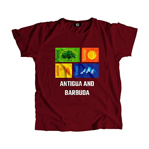 T-shirt Antigua et Barbuda bordeaux coton haut unisexe