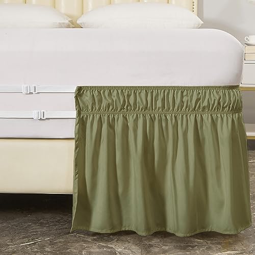 MEILA Queen Bed Skirt, Wrap Around Ruffle Bed Skit for Queen Beds with 16 inch Drop, Elastic Dust Ruffles Easy Fit Wrinkle & Fade Resistant, Sage - Thumbnail 6