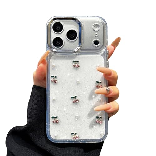 Coque antichoc iPhone Air transparente et souple à motif cerise brillant 3D