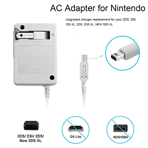 Image of Toxaoii 3DS Charger, 3DS XL Power AC Adapter Compatible with Nintendo 3DS, 3DS XL, 2DS, 2DS XL, DSi, DSi XL, Home Travel Charger Wall Plug Power Adapter (100-240v)