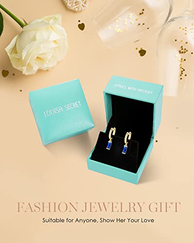 14K Gold Plated Drop Earrings, Louisa Secret Sterling Silver Dangle Earrings For Women, Dainty Birthstone Hypoallergenic Earrings With Zirconia, Anniversary Birthday Wedding Jewelry Gift For Girls Mom #TOP5