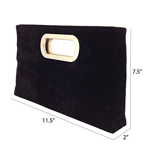 Image of Top Handle Faux Suede Clutch