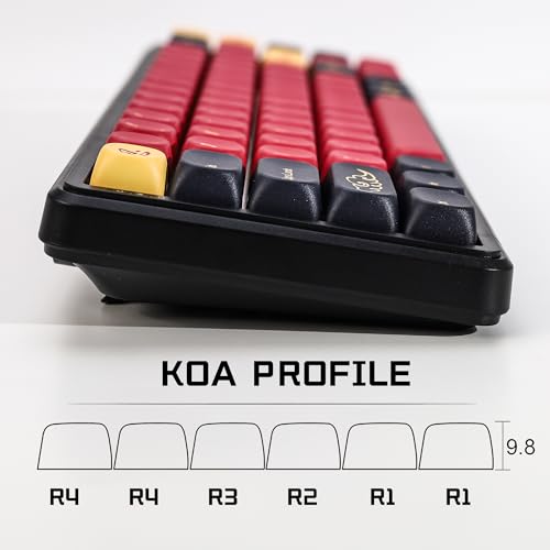 Image of KBDiy Red Samurai Keycaps 60 Percent KOA Profile,Five Sides Dye-Sublimation PBT Retro Custom Keyboard Keycap,131 Keys Cap Set for Cherry Gateron MX Switches Mechanical Keyboards