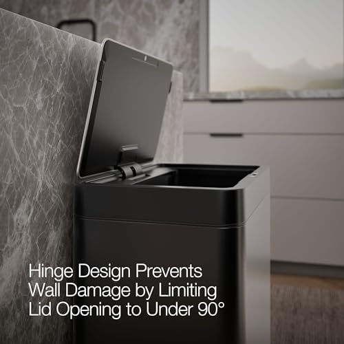 Image of Kohler 23825-BST 13-Gallon Touchless Black Stainless Steel Trash Can, Hands-Free Motion Sensor Lid, Durable, Fingerprint-Resistant, Easy to Clean, K-23825-BST