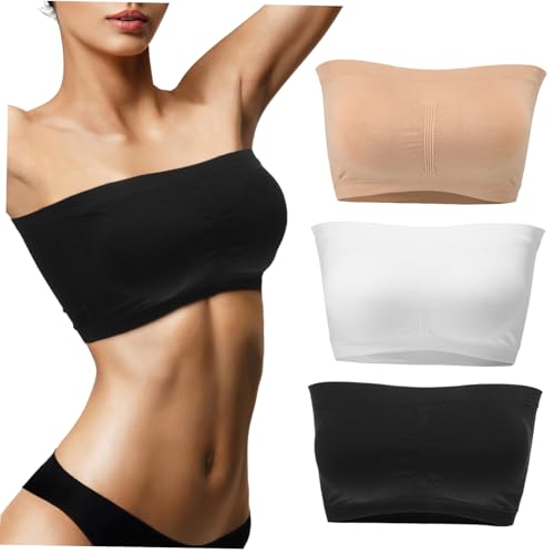 SOIMISS 3 Piezas Bandeau Tops sin Mujeres con Acolchado Extraíble XL Braguitas Cómodas y Transpirables Sujetadores sin Costuras