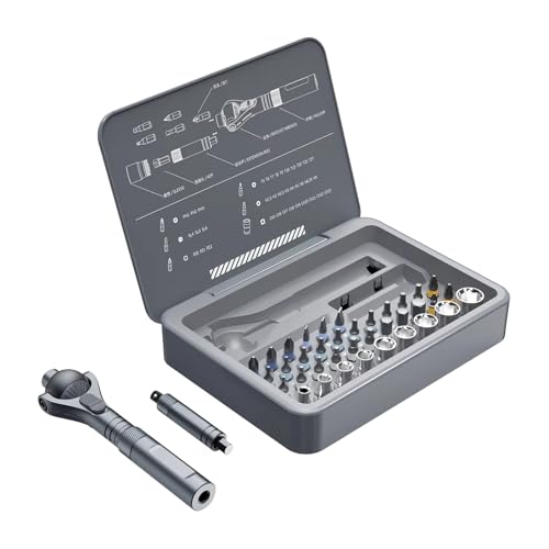 Tuxuseo Juego de Destornillador de Trinquete,Juego de Destornilladores de Precisión 40 en 1 - Kit De Brocas Para Hogar,para Reparación Mecánica Electrónica Construcción Carpintería Fontanería