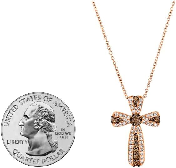 LE VIAN 1/2 Carat Diamond Cross Pendant Necklace for Women in 14k Rose Gold (Brown/H-I, SI1-SI2 / VS2-SI1, cttw) on 18 Inch Chain with Lobster Claw Clasp by LeVian - Image 5