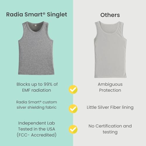 Radia Smart® Singlet Tank Top Singlet S, EMF Protection for Children Unisex- Soft Cotton with Faraday Shielding Fabric… Grey3