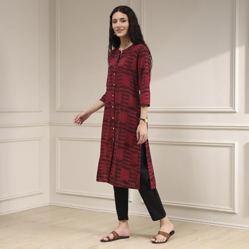 Image of BIBA Dyed Cotton Straight Casual Kurtas