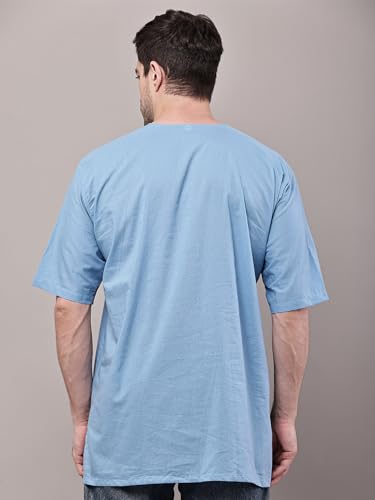 Image of Men's Ethnic Short Kurta | 100% Cotton | Half Sleeve | Comfortable Daily & Sleep Wear | Light Weight