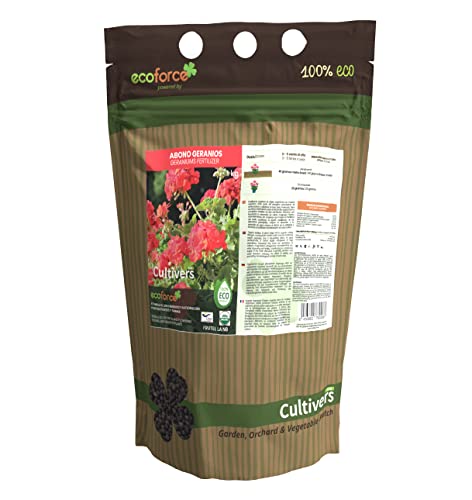 CULTIVERS Abono Geranios y Plantas con Flor Ecológico de 1 kg. Fertilizante Bio Potencia la Floración y Aroma de Las Flores. Origen 100% orgánico y Vegano…