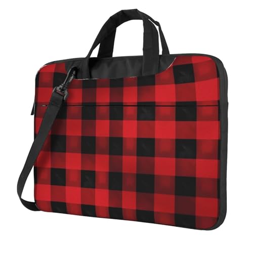 Bolso Tote para Laptop con patrón de cuadros rojo y negro miniatura 1