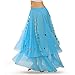 ROYAL SMEELA Women's Chiffon Skirt Belly Dance Costume for Women Dancing Dress Sequin Bellydance Skirts Light Blue
