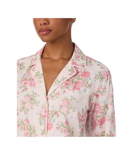 Lauren Ralph Lauren Women's Woven Sleeve Notch Long Pj Set3