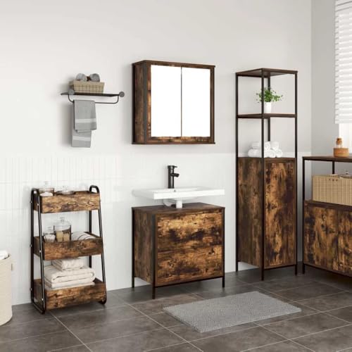 Nqyjm Juego de muebles de baño de madera de roble ahumado, armario de almacenamiento para baño, cocina, lavadero LH6638233