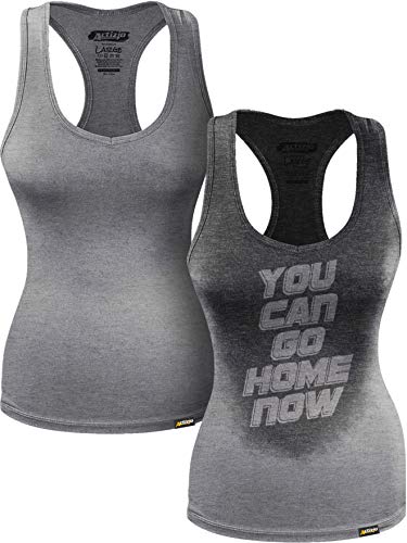 Actizio Sweat Activated Funny Workout Women's Tank Top, You Can Go Home Now (Athletic Heather, L)