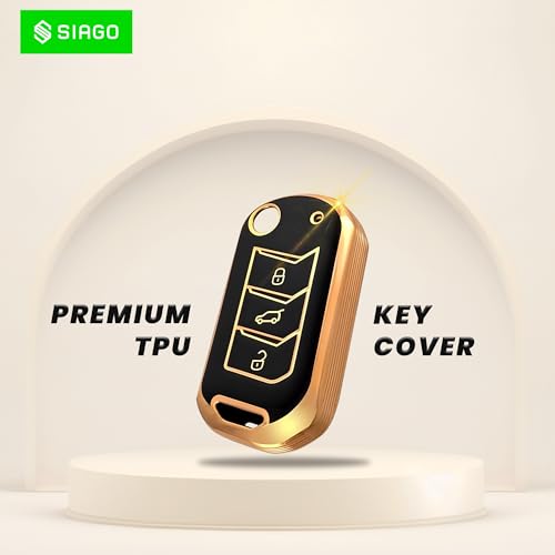 Image of SIAGO SIA354 TPU Key Cover and Metal Keychain Compatible for Mahindra Scorpio 2019+| Bolero 2020+ XUV 300 | Marazzo | XUV 700 | XUV 400 ev | Bolero | Thar 2020+ 3 Button Flip Key (Black Pack of 1)