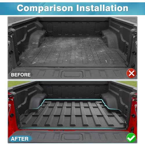 Mixsuper Liner Truck Bed Mat for Jeep Gladiator JT 2020-2024 (5FT Bed Liner), All Weather Bed Liner TPE Odorless Black - Thumbnail 3