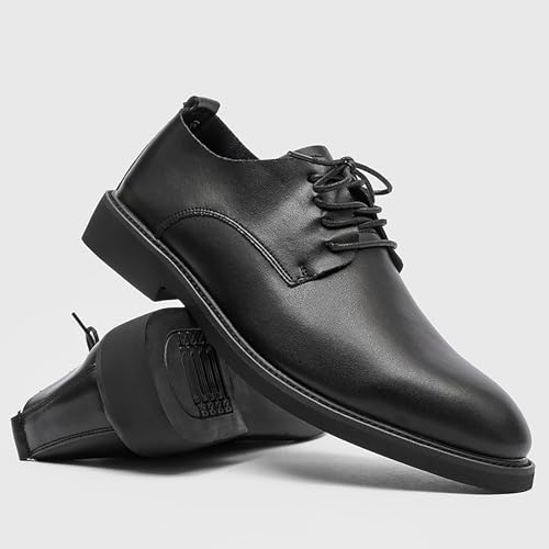 Mens Black Leather Dress Shoes Classic Pointed Toe Lace Up Derby Oxfords - Comfortable Nonslip for Formal Business2