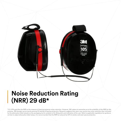 Image of 3M PELTOR Hearing Protection Optime 105 Earmuffs, E-A-Rfit Compatible, Assembly, Sanding, Grinding