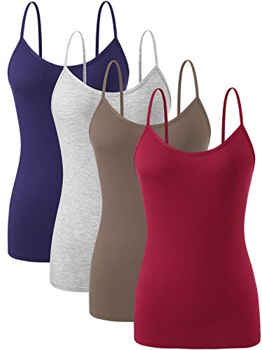 Image of Orrpally Basic Cami Tank Tops Women Lightweight Camisole Stretch Tank Top Adjustable 4-Pack