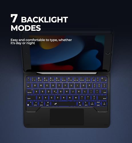 Image of Dexnor for iPad 9th Generation Case with Keyboard Floating Cantilever Magnetic Stand Multi-Touch Trackpad Backlit Pencil Holder Magic Style Keyboard Case for iPad 9th /8th /7th Generation 10.2 inch, Black