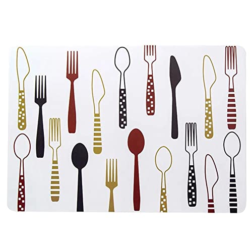 Image of 8 Pieces PVC Table Mats Set - Non-Slip, Heat Resistant and Washable Hot Insulation Pad - Modern Waterproof Placemats for Dining Table, Kitchen, Restaurant, Hotel (8-Piece, Brown Colour)