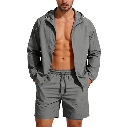 Survêtement homme anti-UV UPF 50+ avec veste zippée à capuche