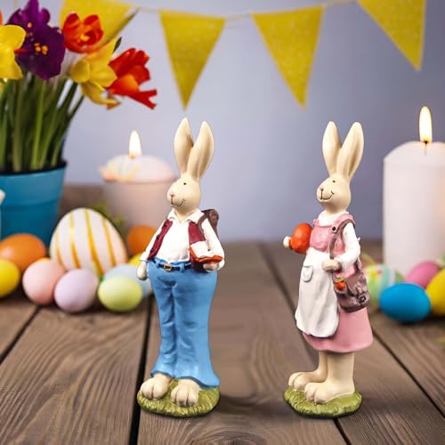 Figuras de Conejo de Pascua Set de 2 Decoración para Hogar miniatura 5