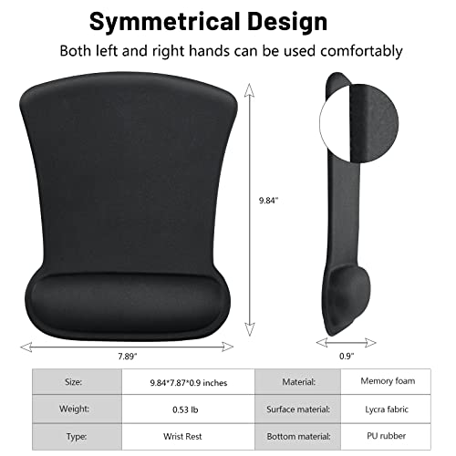 Mouse Pad With Wrist Support, Memory Foam, Non-Slip Rubber Base, Ergonomic Mousepad With Wrist Rest - Pain Relief, Comfortable Computer Mouse Pad For Laptop, Gaming & Office #TOP5